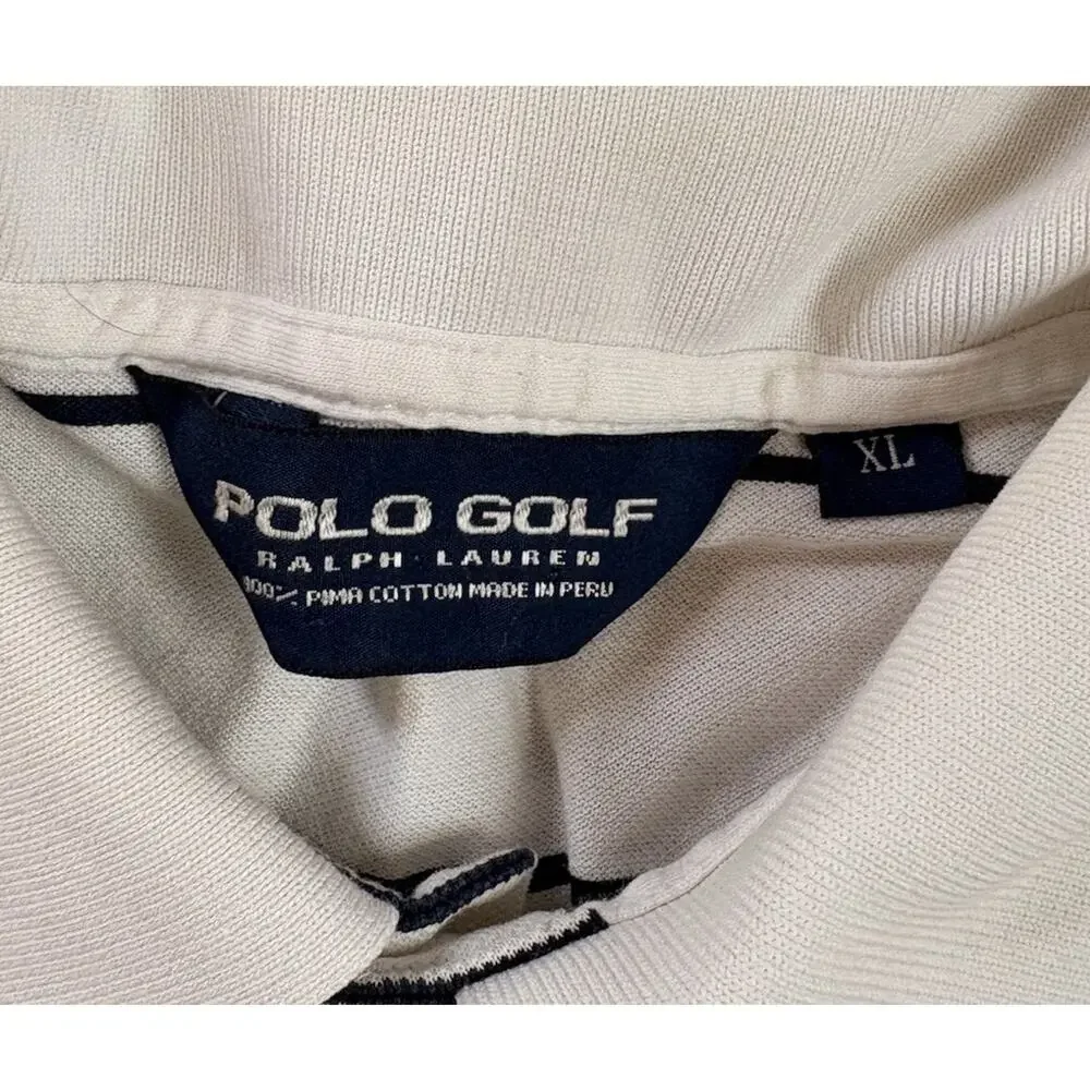 Vintage Ralph Lauren Polo golf Men’s Short Sleeve Stripe Shirt Size XL White M7